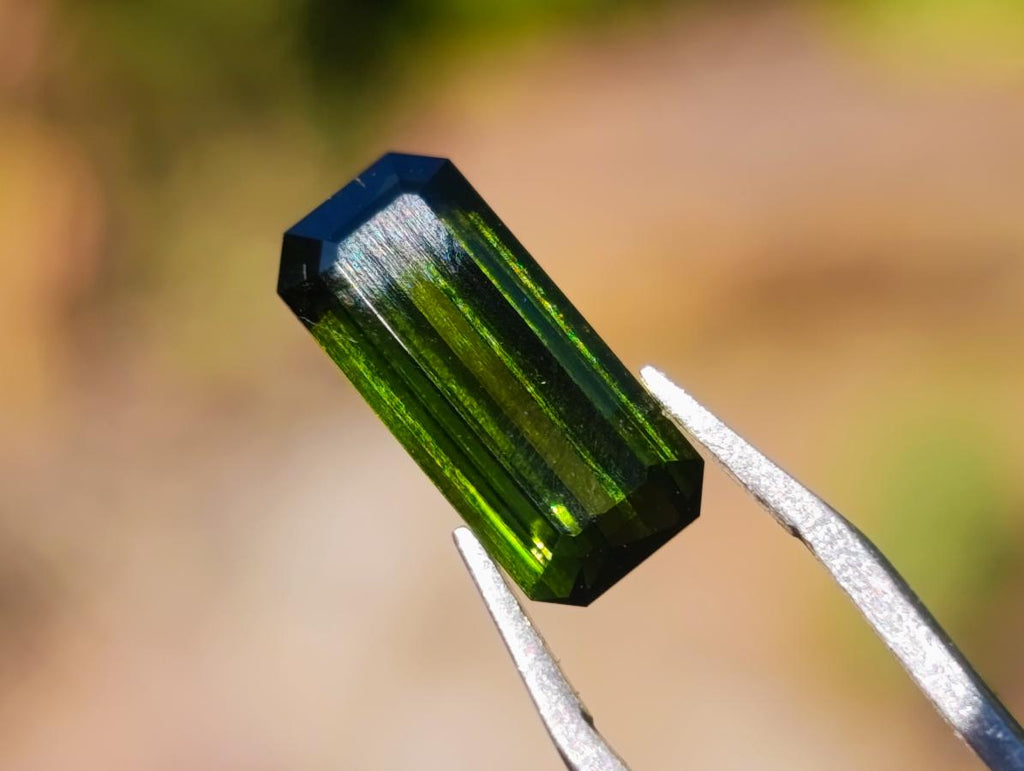 Polished Set of 3 Elongated Verdelite Green Tourmaline Faceted Stones x 1 From Karibib, Namibia