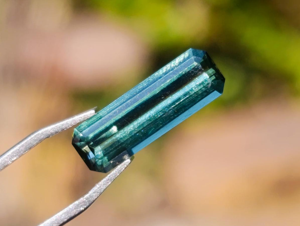 Polished Set of 3 Elongated Verdelite Green Tourmaline Faceted Stones x 1 From Karibib, Namibia