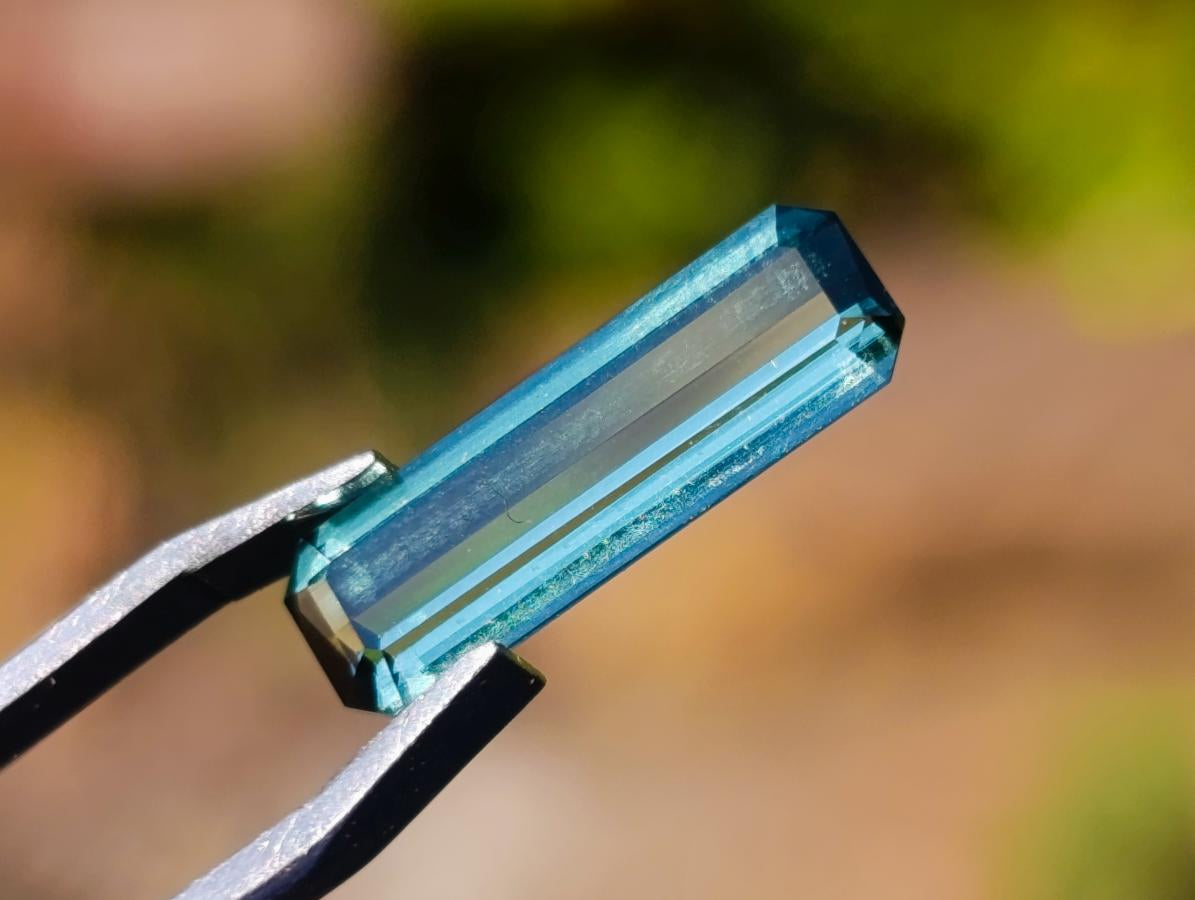 Polished Set of 3 Elongated Verdelite Green Tourmaline Faceted Stones x 1 From Karibib, Namibia