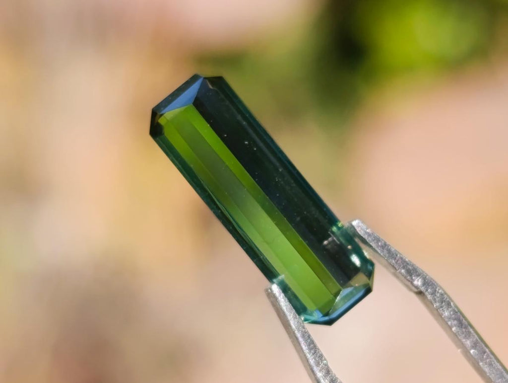 Polished Set of 3 Elongated Verdelite Green Tourmaline Faceted Stones x 1 From Karibib, Namibia