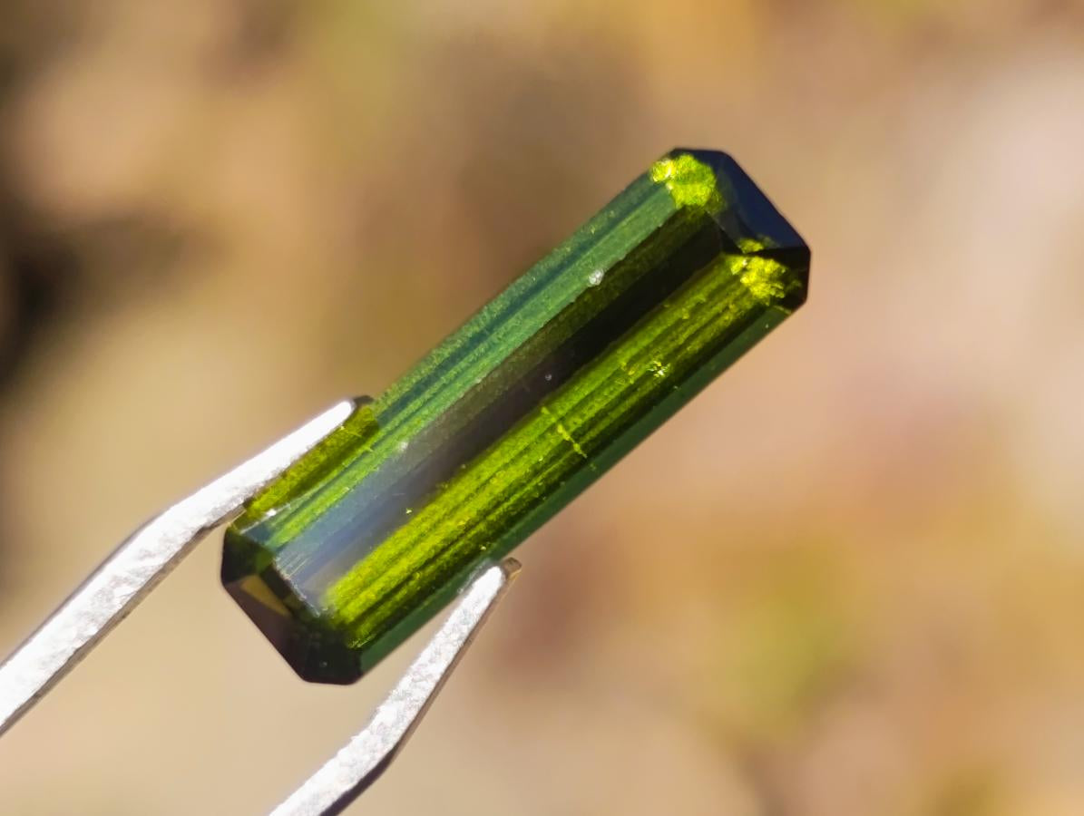 Polished Set of 3 Elongated Verdelite Green Tourmaline Faceted Stones x 1 From Karibib, Namibia