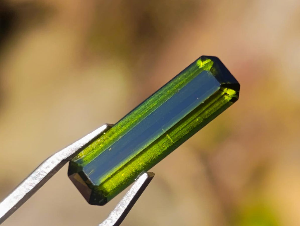 Polished Set of 3 Elongated Verdelite Green Tourmaline Faceted Stones x 1 From Karibib, Namibia