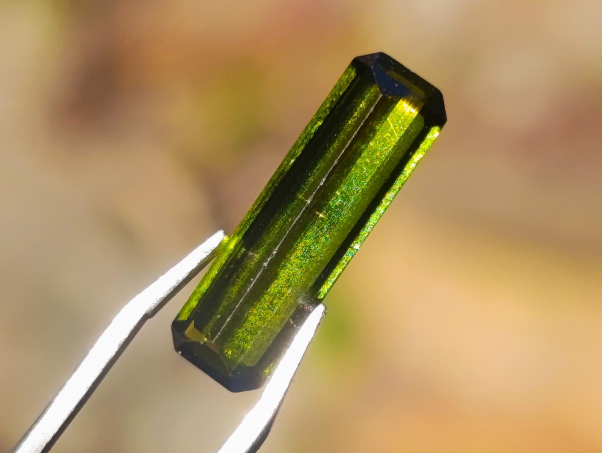 Polished Set of 3 Elongated Verdelite Green Tourmaline Faceted Stones x 1 From Karibib, Namibia