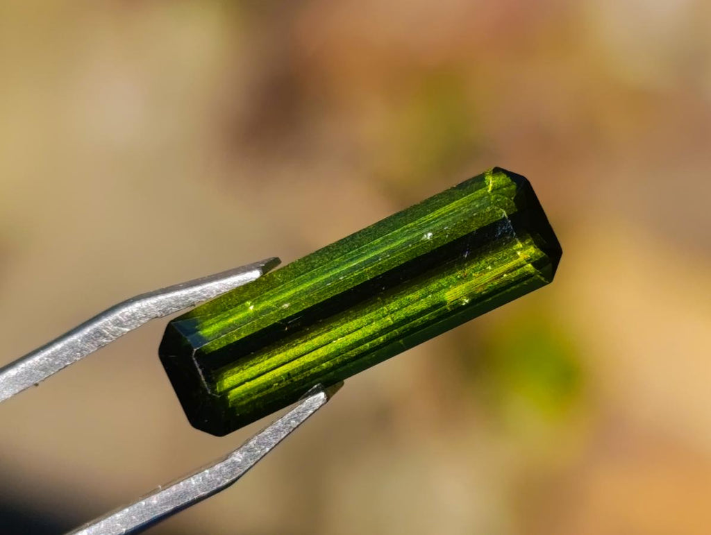 Polished Set of 3 Elongated Verdelite Green Tourmaline Faceted Stones x 1 From Karibib, Namibia