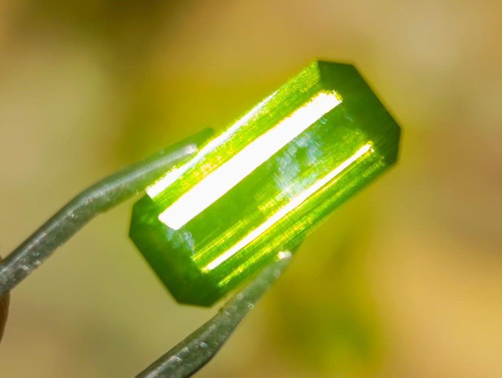 Polished Set of 3 Elongated Verdelite Green Tourmaline Faceted Stones x 1 From Karibib, Namibia