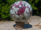 Polished Rubellite Pink Tourmaline Sphere with Wooden Stand x 1 From Madagascar