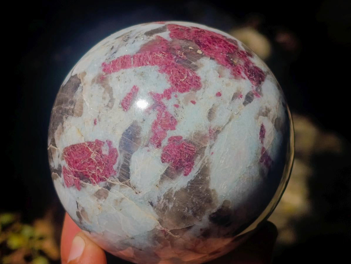 Polished Rubellite Pink Tourmaline Sphere with Wooden Stand x 1 From Madagascar