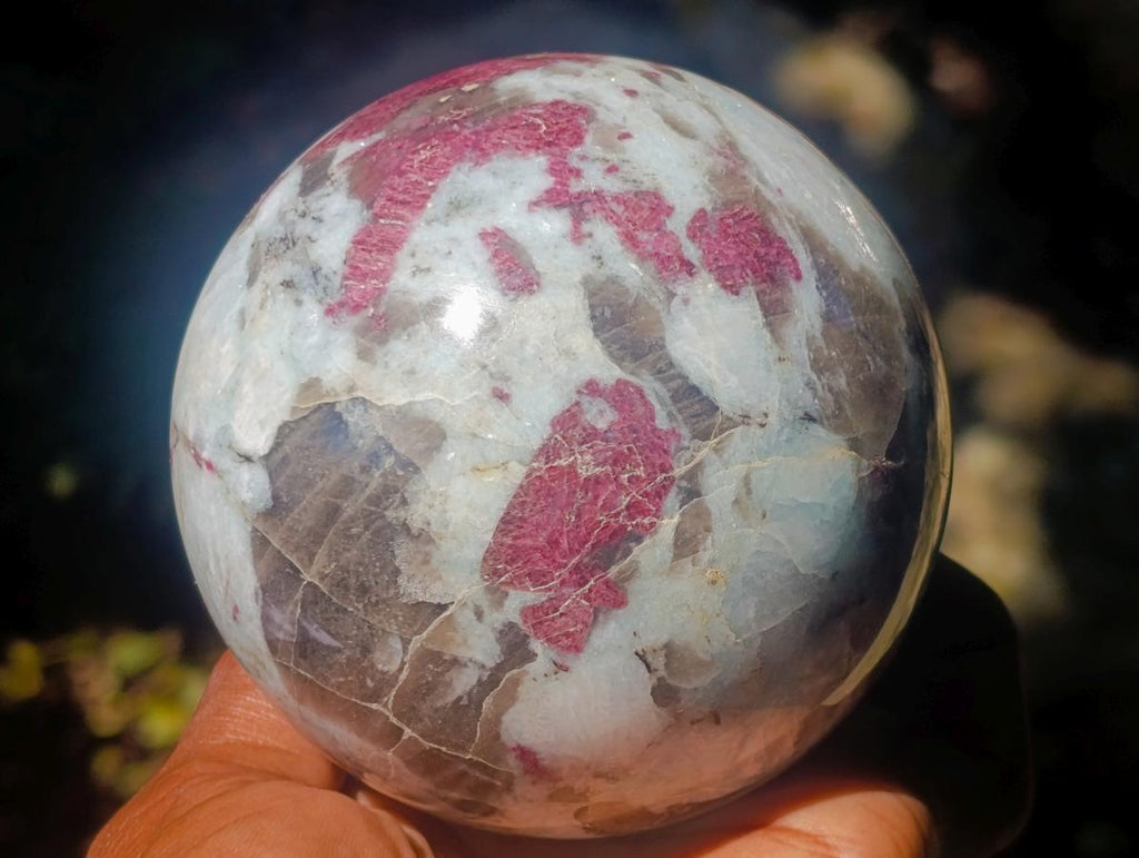 Polished Rubellite Pink Tourmaline Sphere with Wooden Stand x 1 From Madagascar