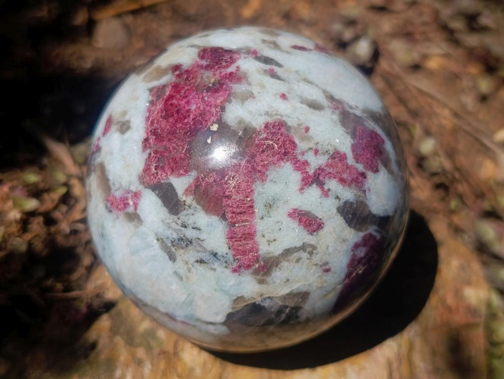 Polished Rubellite Pink Tourmaline Sphere with Wooden Stand x 1 From Madagascar