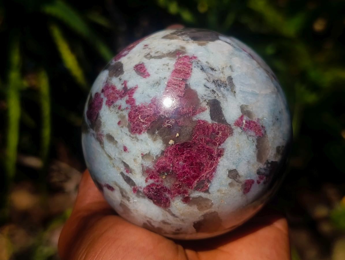 Polished Rubellite Pink Tourmaline Sphere with Wooden Stand x 1 From Madagascar