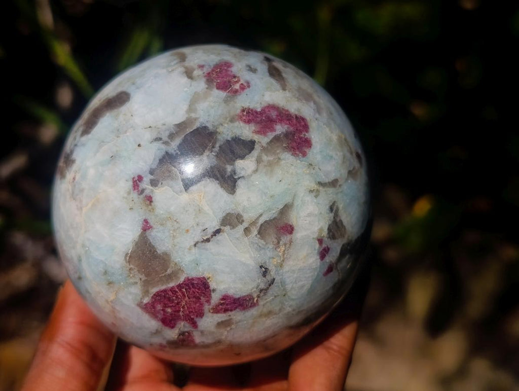 Polished Rubellite Pink Tourmaline Sphere with Wooden Stand x 1 From Madagascar