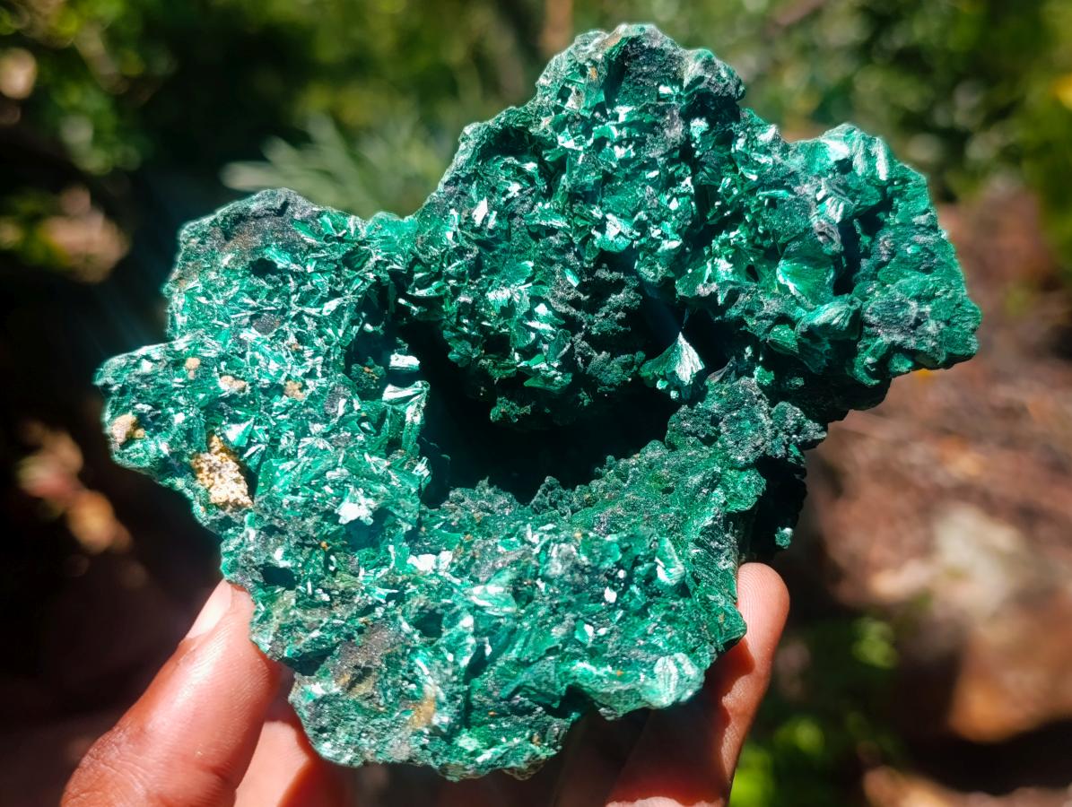 Natural Silky Malachite Vug Cabinet Specimen x 1 From Kasompe, Congo