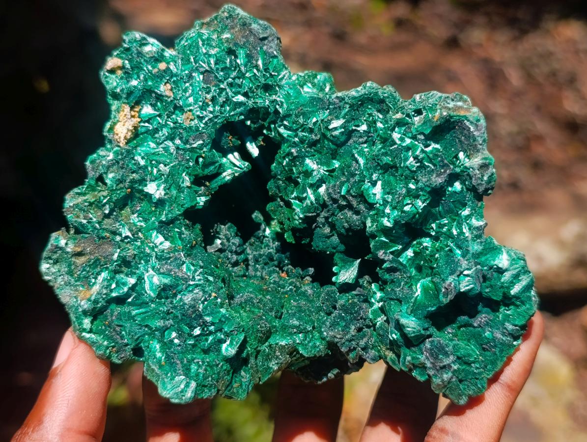 Natural Silky Malachite Vug Cabinet Specimen x 1 From Kasompe, Congo