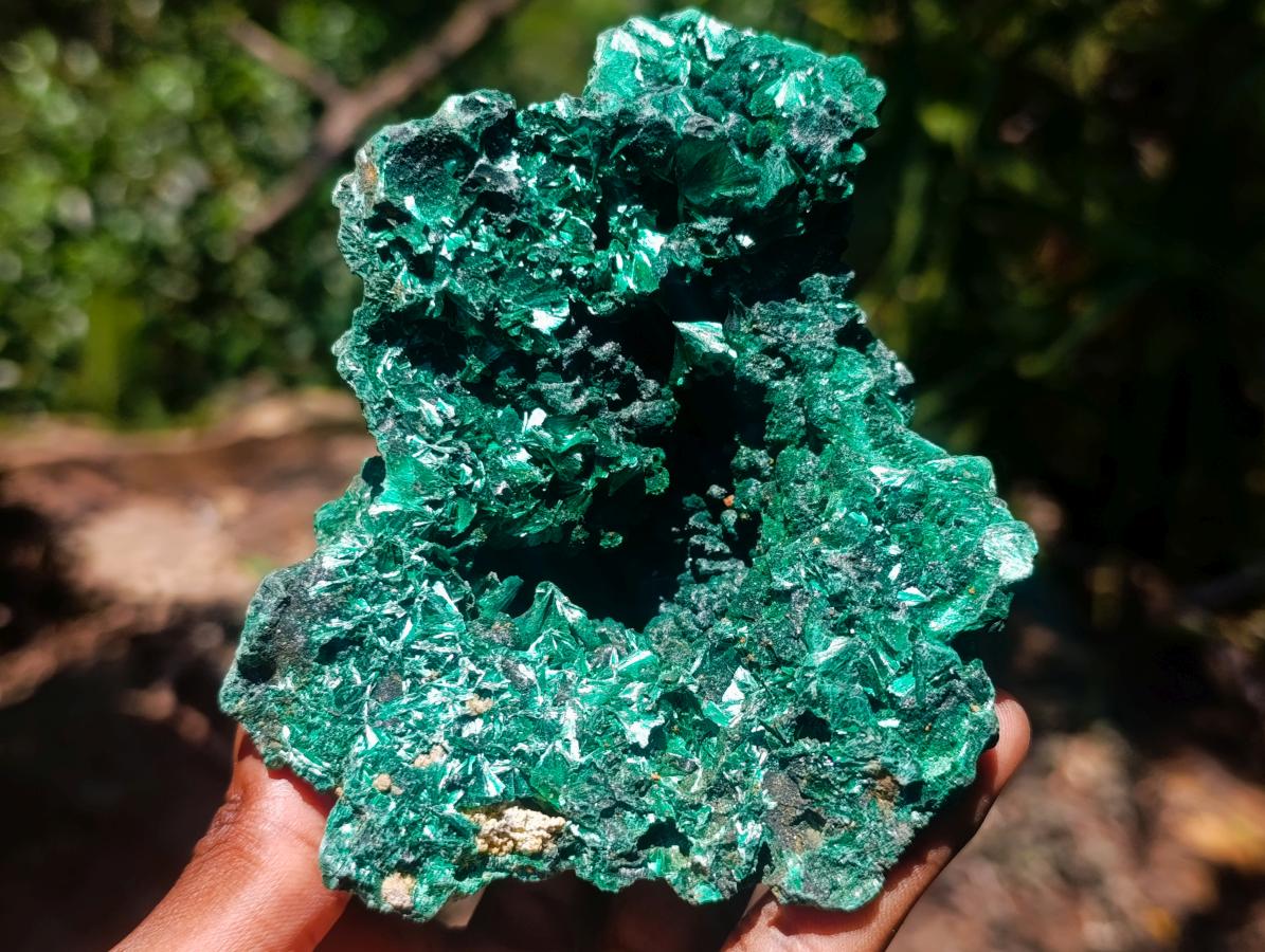 Natural Silky Malachite Vug Cabinet Specimen x 1 From Kasompe, Congo