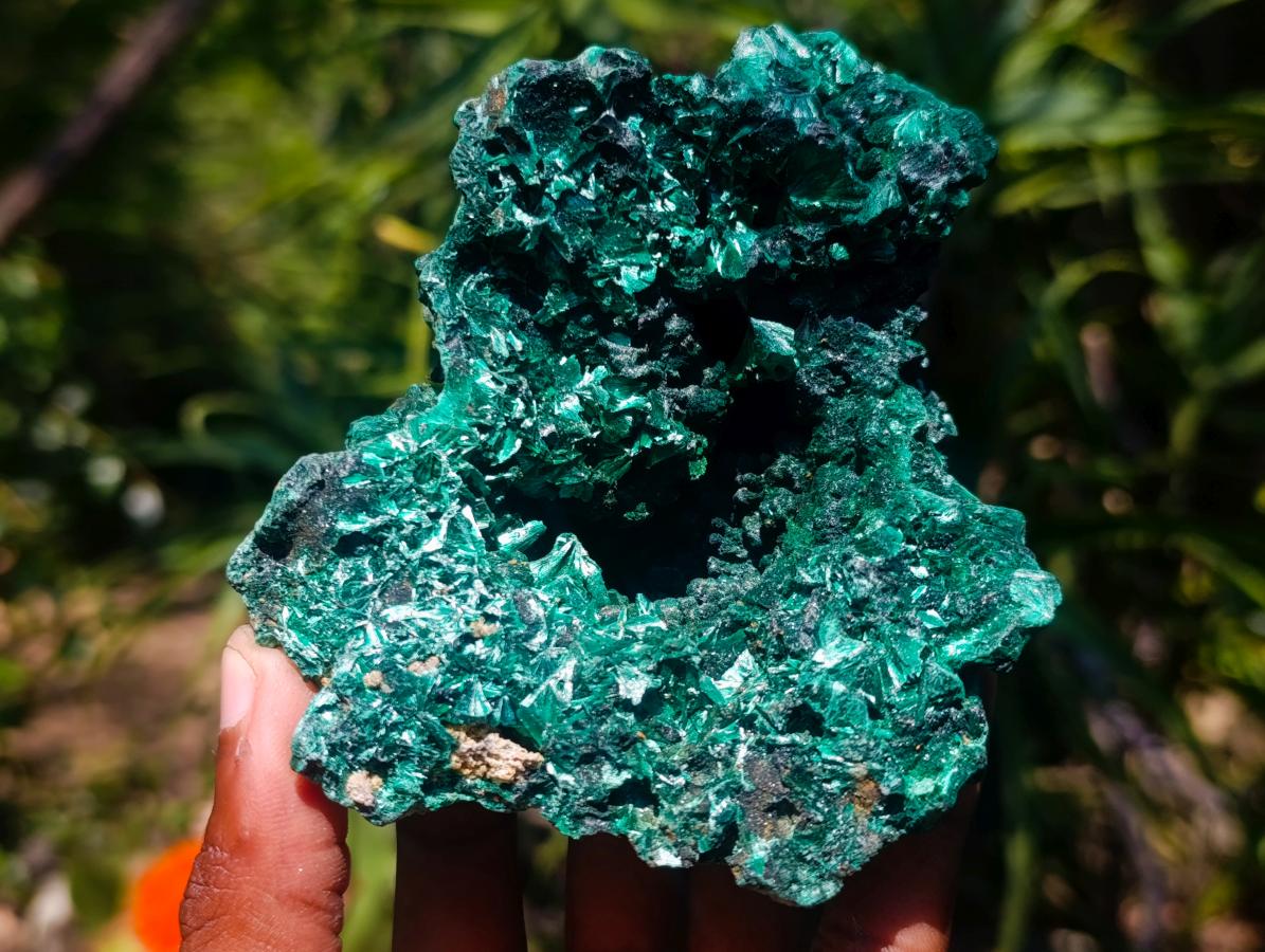 Natural Silky Malachite Vug Cabinet Specimen x 1 From Kasompe, Congo