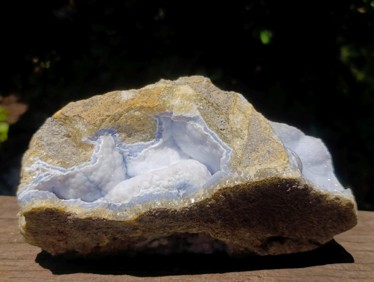 Natural Double Barreled Crystalline Centred Blue Lace Agate Geode Specimen x 1 From Nsanje, Malawi