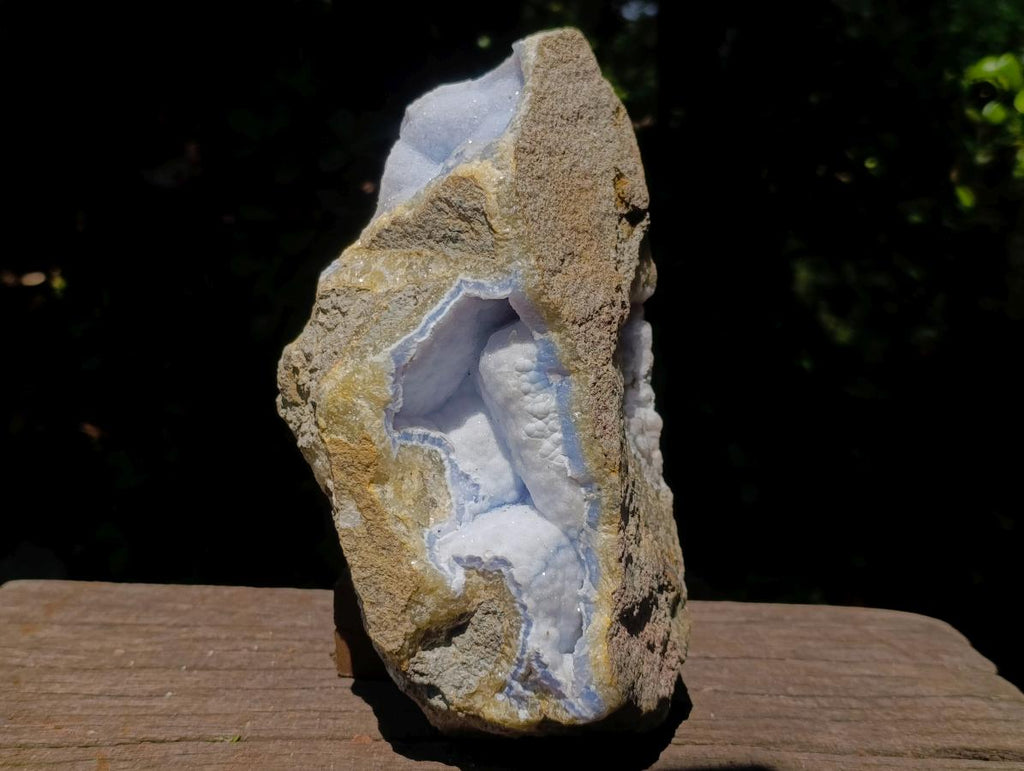 Natural Double Barreled Crystalline Centred Blue Lace Agate Geode Specimen x 1 From Nsanje, Malawi