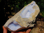 Natural Double Barreled Crystalline Centred Blue Lace Agate Geode Specimen x 1 From Nsanje, Malawi