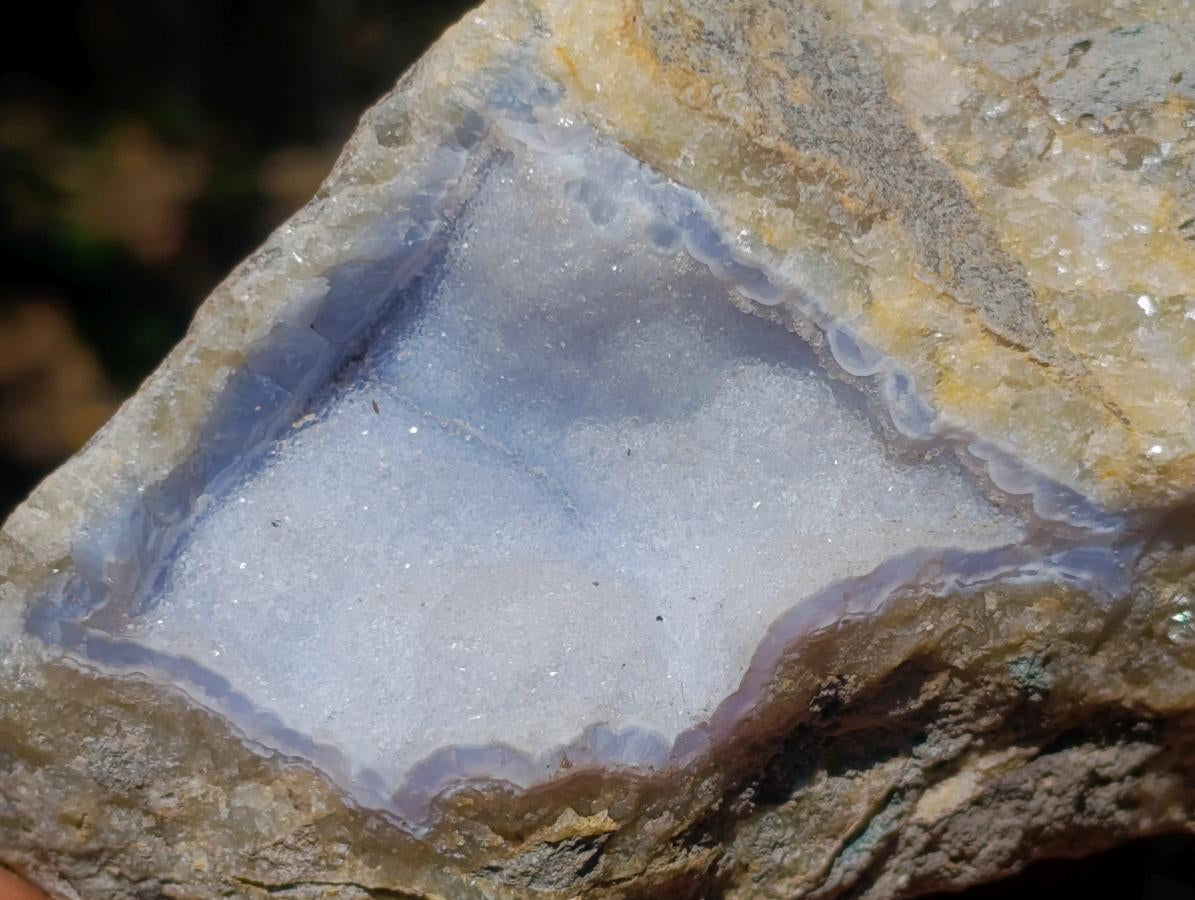 Natural Double Barreled Crystalline Centred Blue Lace Agate Geode Specimen x 1 From Nsanje, Malawi