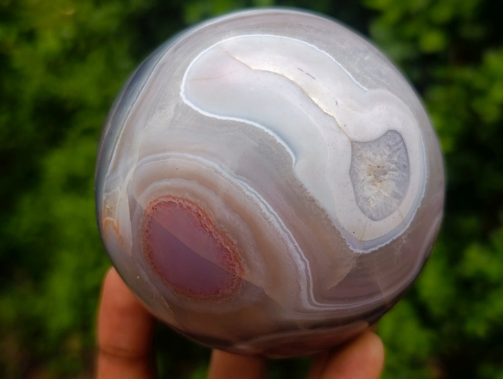 Polished Stunning Pink Grey and White Shashe River Agate Ball x 1 From Shashe River, Zimbabwe