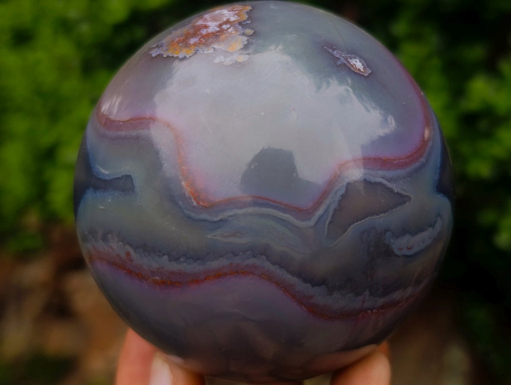 Polished Stunning Pink Grey and White Shashe River Agate Ball x 1 From Shashe River, Zimbabwe