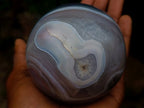 Polished Stunning Pink Grey and White Shashe River Agate Ball x 1 From Shashe River, Zimbabwe