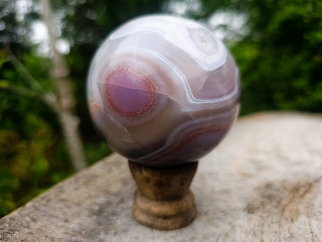 Polished Stunning Pink Grey and White Shashe River Agate Ball x 1 From Shashe River, Zimbabwe
