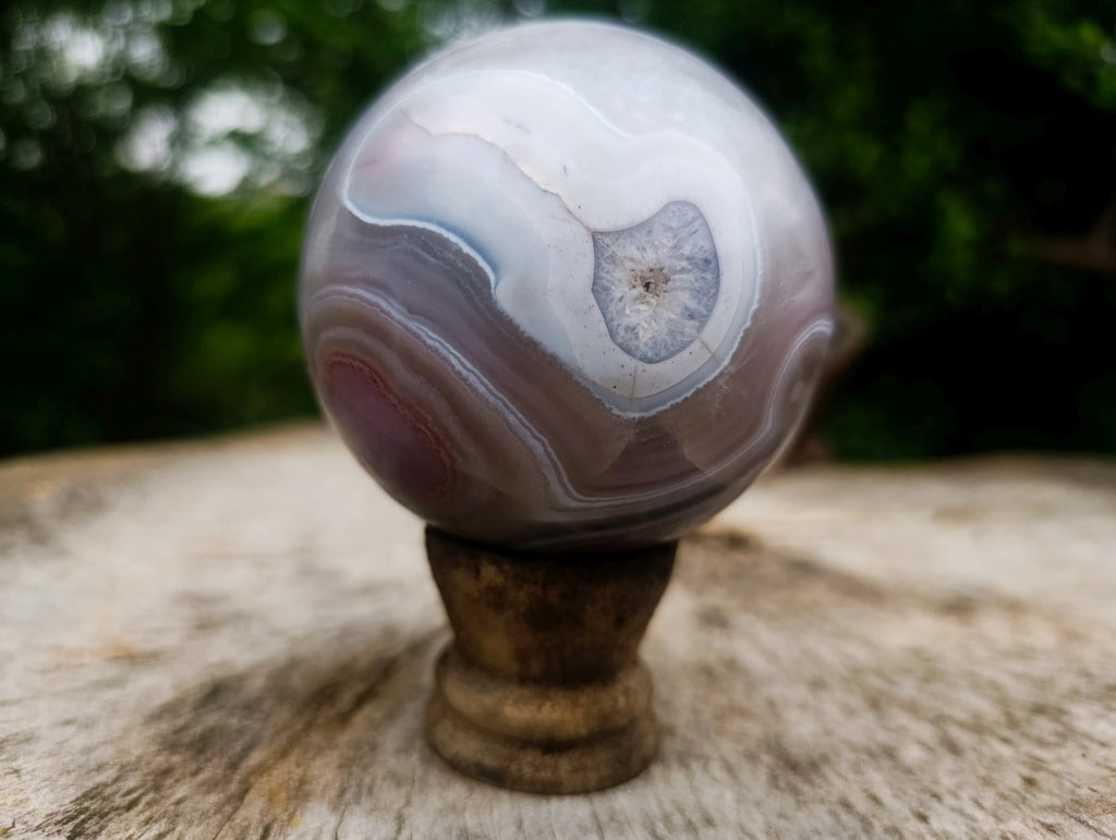 Polished Stunning Pink Grey and White Shashe River Agate Ball x 1 From Shashe River, Zimbabwe