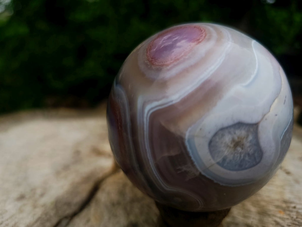 Polished Stunning Pink Grey and White Shashe River Agate Ball x 1 From Shashe River, Zimbabwe