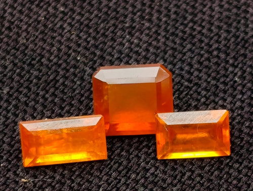 Polished Set of 3 Bright Spessartite Garnet Faceted Stones x 1 From Sperrgebiet, Namibia
