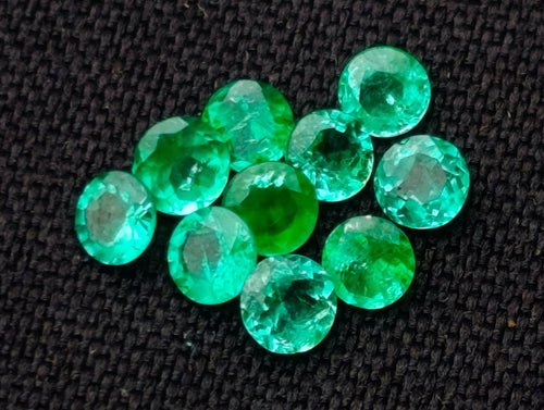 Polished Parcel of 10 Calibrated 3 mm Gem Emerald Faceted Stones x 1 From Sandawana, Zimbabwe