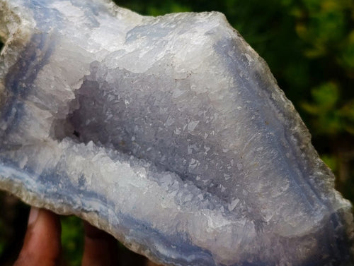 Natural Zig Zag Blue Lace Agate Geode Specimen x 1 From Nsanje, Malawi