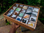Polished and Natural Mixed Set of 20 African Minerals and Crystals in a Wooden Display Box x 1 From Southern Africa