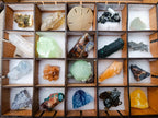 Polished and Natural Mixed Set of 20 African Minerals and Crystals in a Wooden Display Box x 1 From Southern Africa