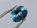 Polished Set of 10 Blue Topaz Faceted Brilliant Oval Cut Stones x 1 From Switzerland