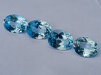 Polished Set of 10 Blue Topaz Faceted Brilliant Oval Cut Stones x 1 From Switzerland
