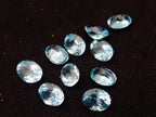 Polished Set of 10 Blue Topaz Faceted Brilliant Oval Cut Stones x 1 From Switzerland