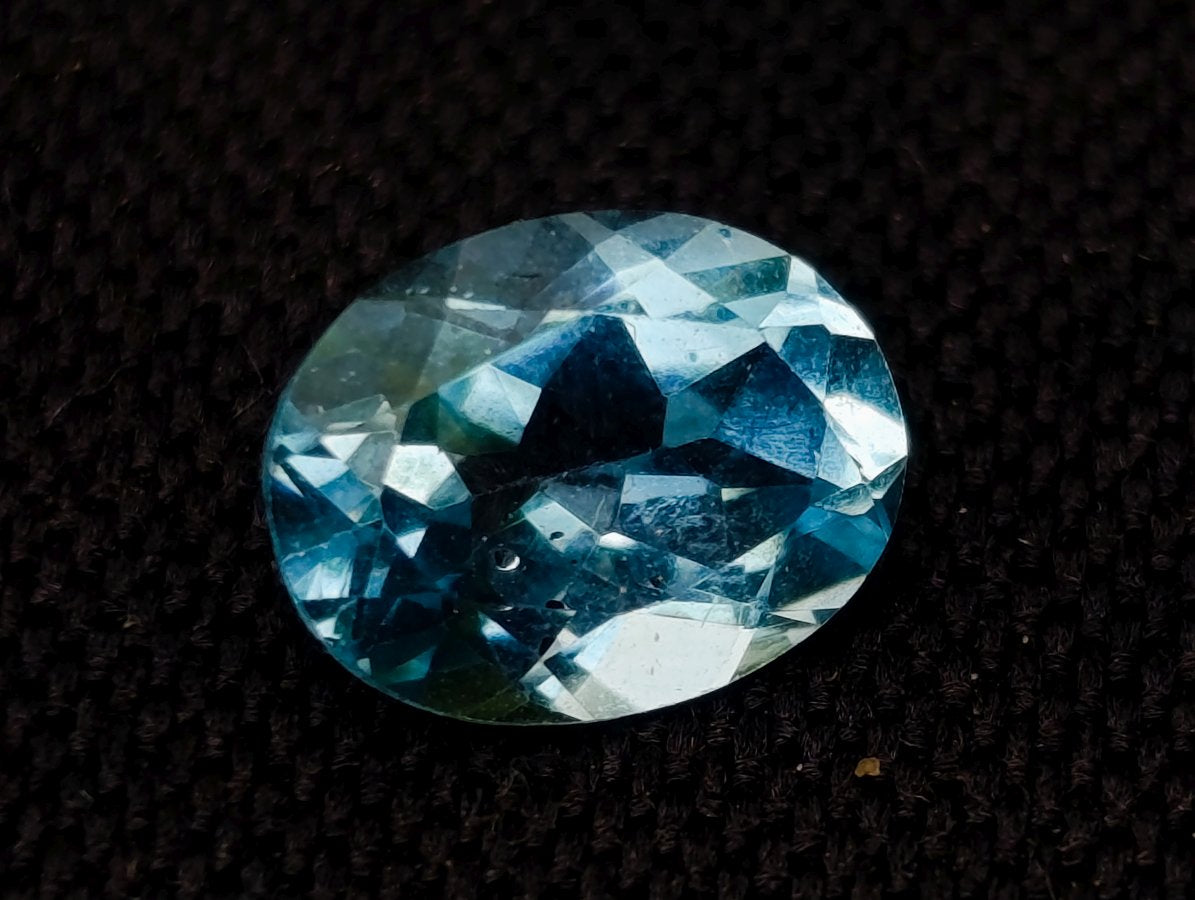 Polished Set of 10 Blue Topaz Faceted Brilliant Oval Cut Stones x 1 From Switzerland