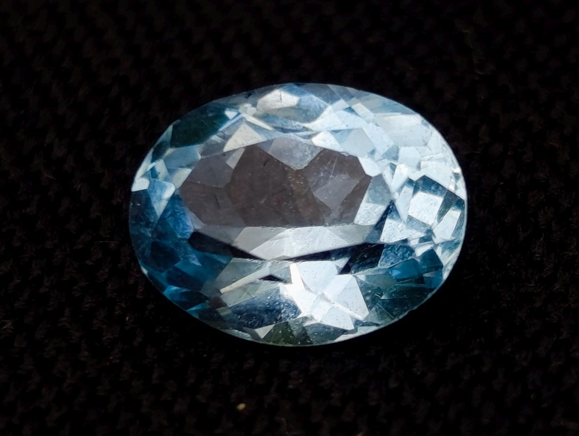 Polished Set of 10 Blue Topaz Faceted Brilliant Oval Cut Stones x 1 From Switzerland