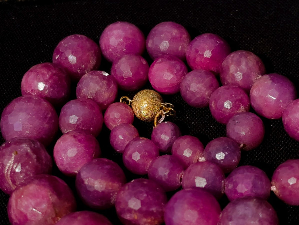 Hand Made Faceted Ruby Bead Necklace x 1 From Karnataka, India