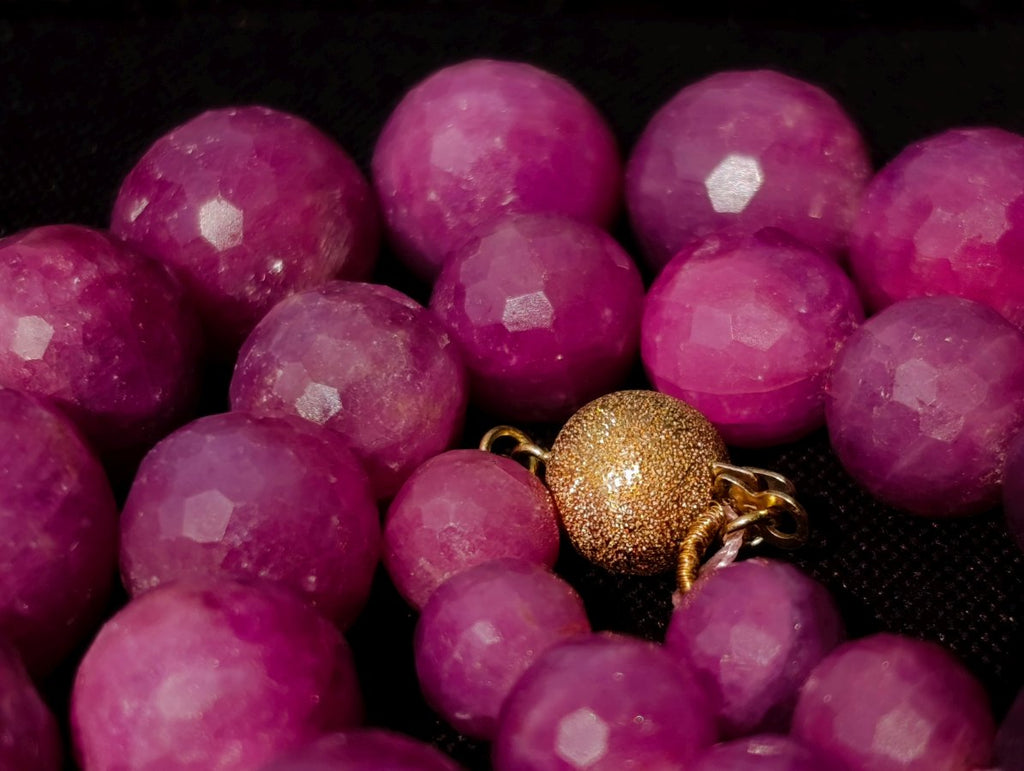 Hand Made Faceted Ruby Bead Necklace x 1 From Karnataka, India