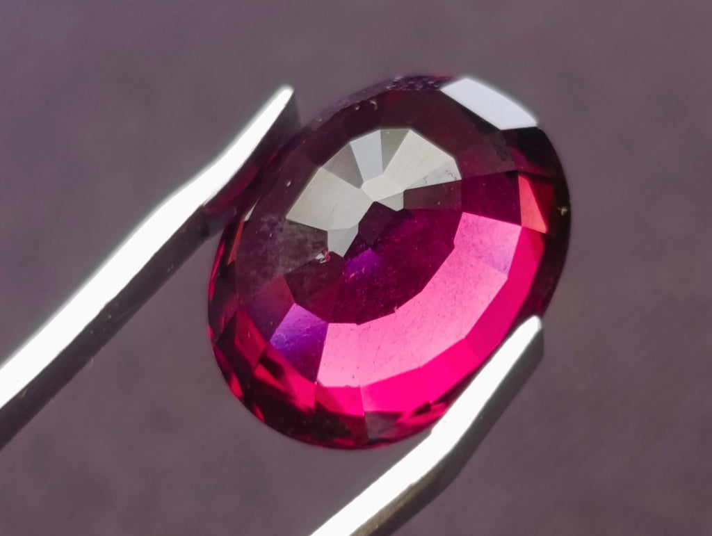 Polished Superb Bright Raspberry Gem Red Rhodolite Garnet Faceted Stone x 1 From Tanga, Tanzania