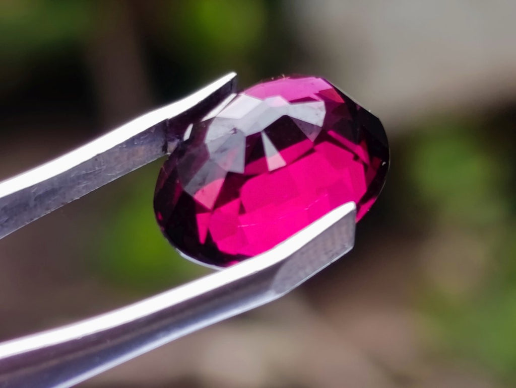 Polished Superb Bright Raspberry Gem Red Rhodolite Garnet Faceted Stone x 1 From Tanga, Tanzania
