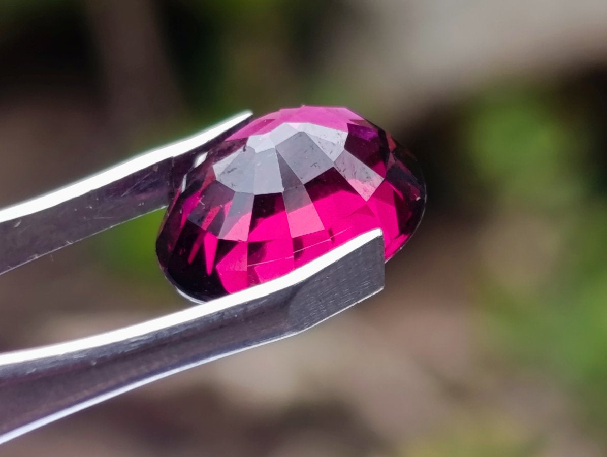 Polished Superb Bright Raspberry Gem Red Rhodolite Garnet Faceted Stone x 1 From Tanga, Tanzania