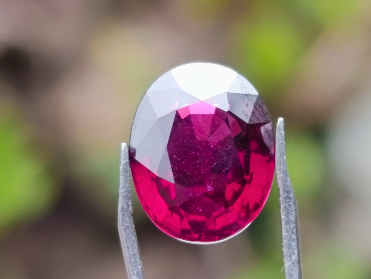 Polished Superb Bright Raspberry Gem Red Rhodolite Garnet Faceted Stone x 1 From Tanga, Tanzania