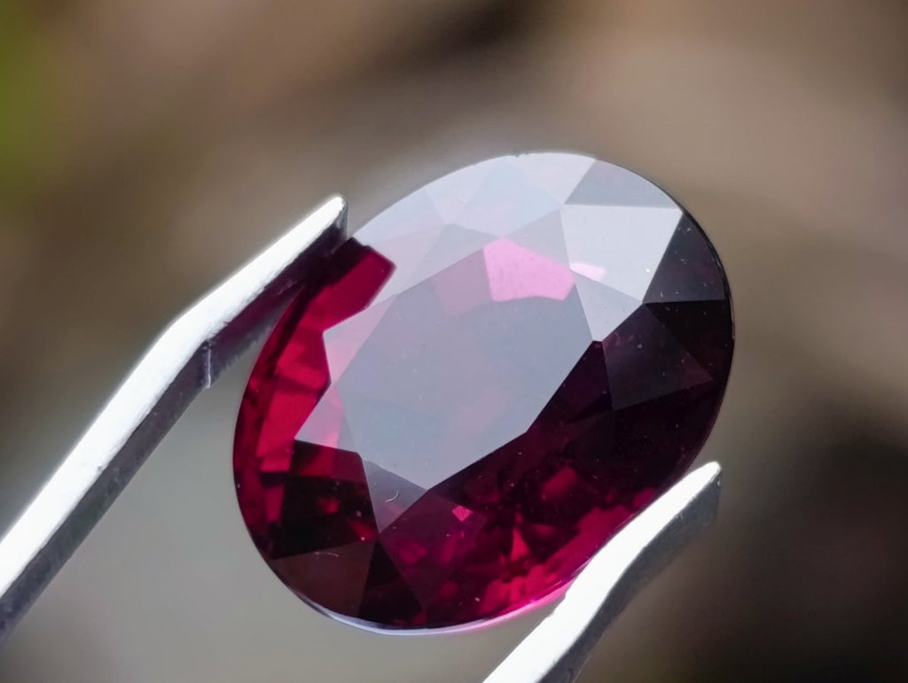 Polished Superb Bright Raspberry Gem Red Rhodolite Garnet Faceted Stone x 1 From Tanga, Tanzania