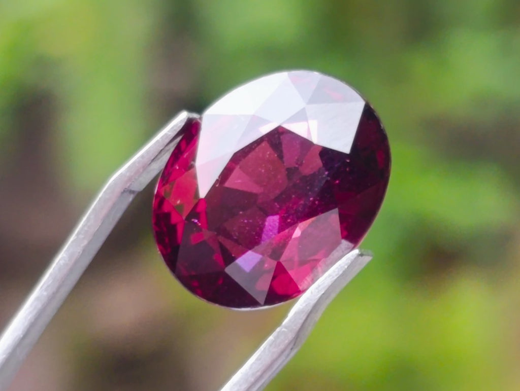 Polished Superb Bright Raspberry Gem Red Rhodolite Garnet Faceted Stone x 1 From Tanga, Tanzania