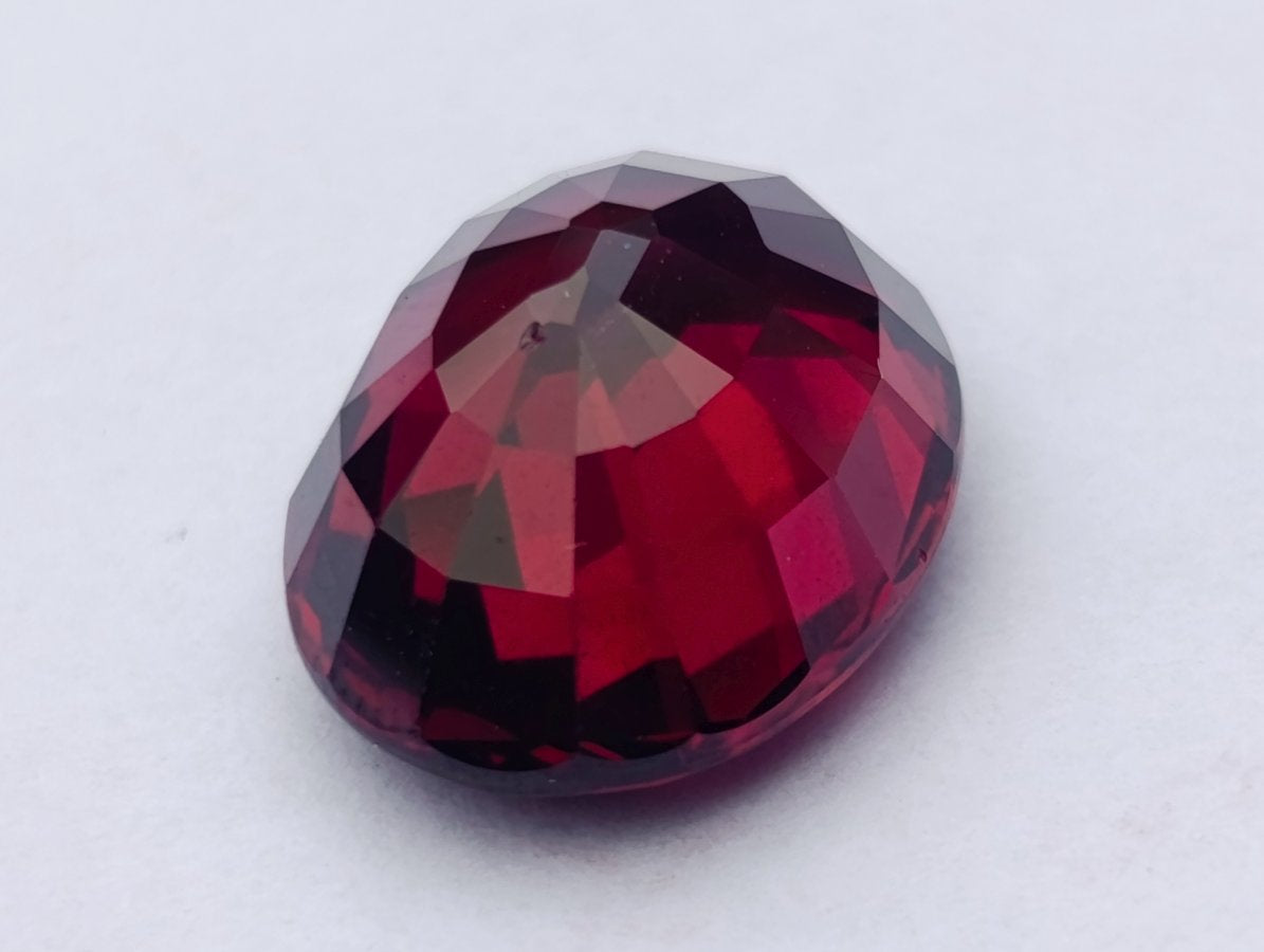 Polished Superb Bright Raspberry Gem Red Rhodolite Garnet Faceted Stone x 1 From Tanga, Tanzania
