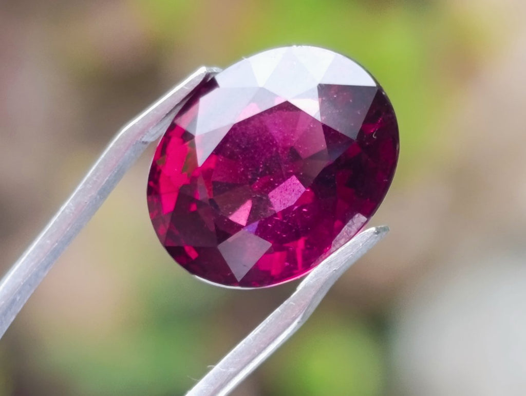 Polished Superb Bright Raspberry Gem Red Rhodolite Garnet Faceted Stone x 1 From Tanga, Tanzania
