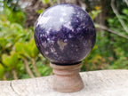 Polished Dark Purple with Silver Mica Silver Leaf Lepidolite Sphere x 1 From Zimbabwe